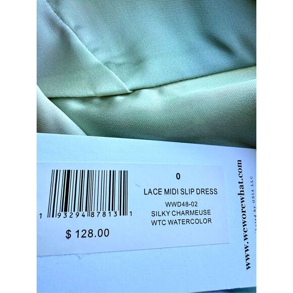 NWT WeWoreWhat Silky Charmeuse Maxi Slip Dress in a pastel watercolor pattern. - Picture 8 of 8